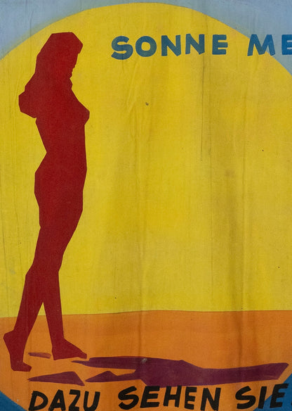 1960s German Hand Painted Cinema Banner - Sonnenfreuden am Mittelmeer