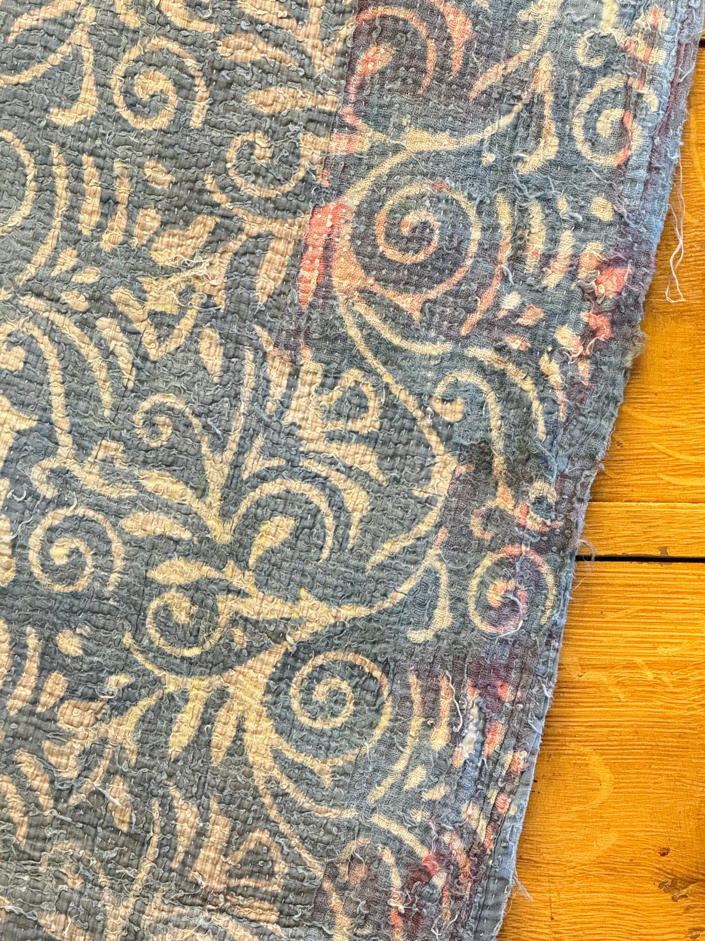 A Finestitch Indigo Kantha Quilt with Indigo over-print.