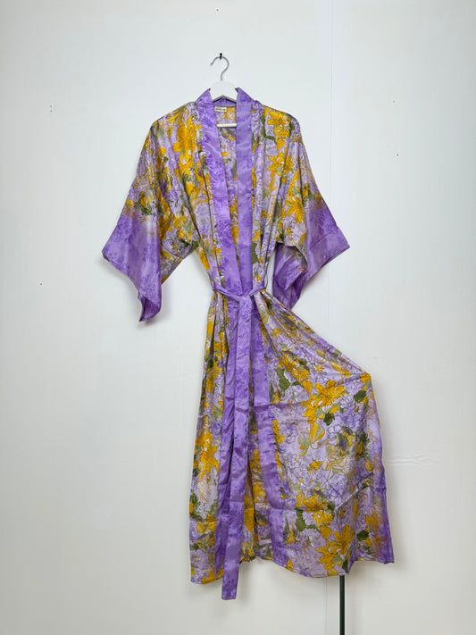 Vintage Saree Silk Kimono / Duster - Long