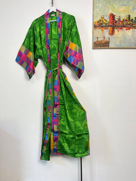 Vintage Saree Silk Kimono / Duster - Long
