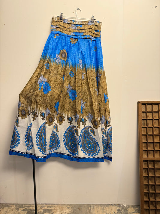 Vintage Saree Silk Pleated Skirt