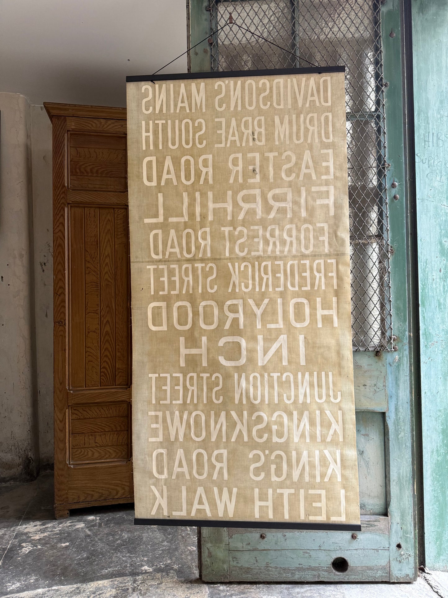 1950’s Linen Destination Bus Blind - Edinburgh - 
Davidson’s Mains to Leith Walk