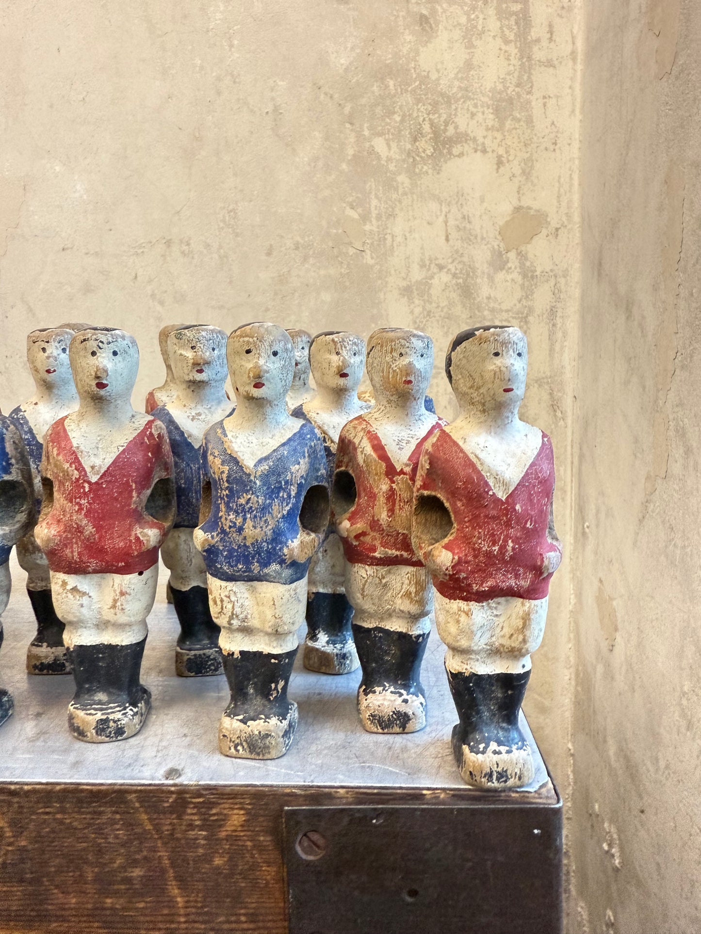 Rare 1930's French Wooden Table Football Players in Original Paint