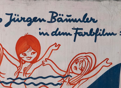 1960s German Hand Painted Cinema Banner - Die Liebesquelle