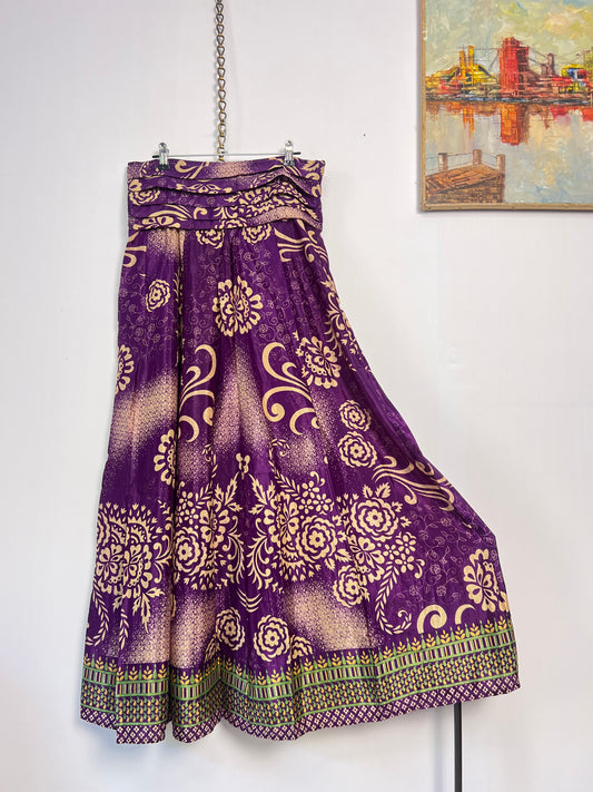 Vintage Saree Silk Pleated Skirt