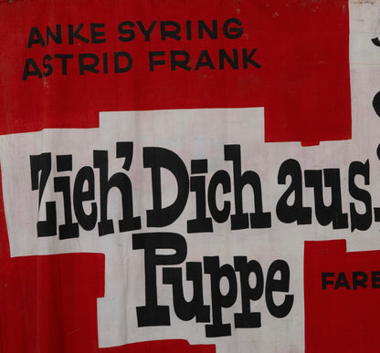 1960s German Hand Painted Cinema Banner - Zieh’ Dich aus, Puppe