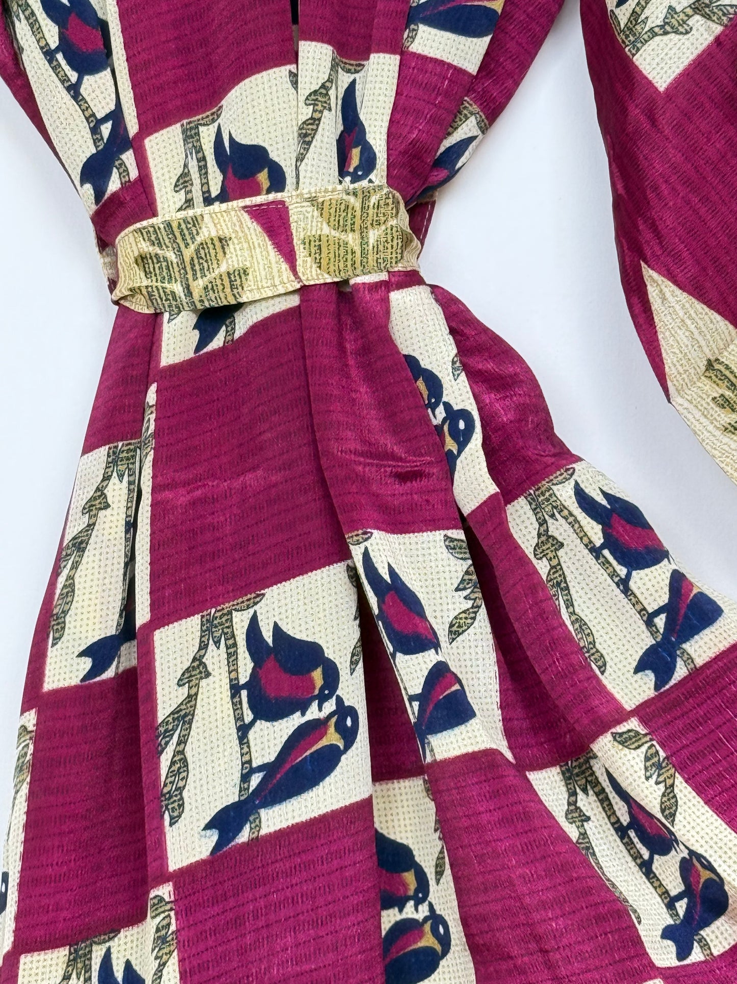 Vintage Saree Silk Kimono / Duster - Long