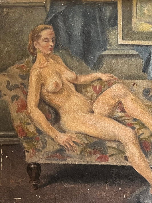 Reclining Nude on Chaise / British Art School, (c. 1930s)