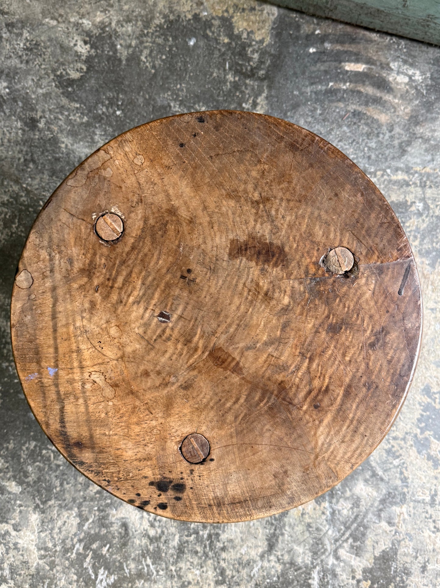 A 19thC Three Leg Stool / Table - Round Sycamore Top