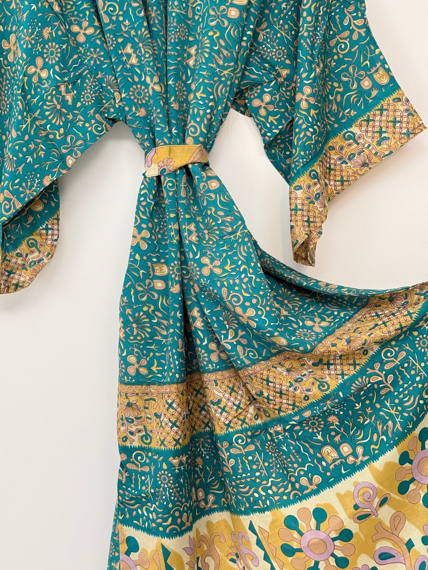Vintage Saree Silk Kimono / Duster - Long