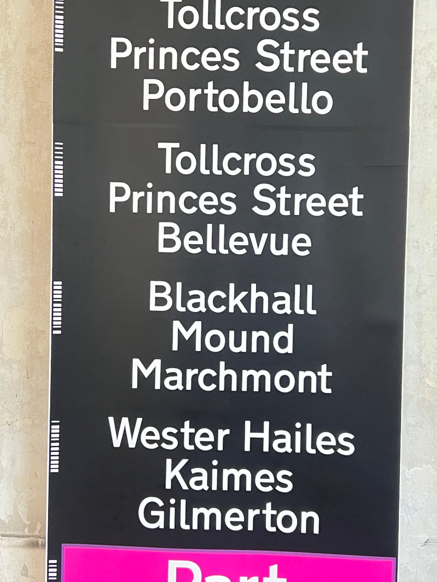 Edinburgh Destination Bus Blind - Part Route