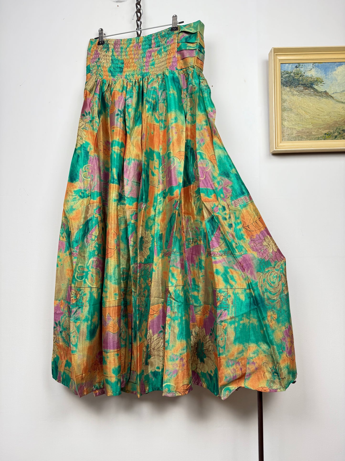 Vintage Saree Silk Pleated Skirt