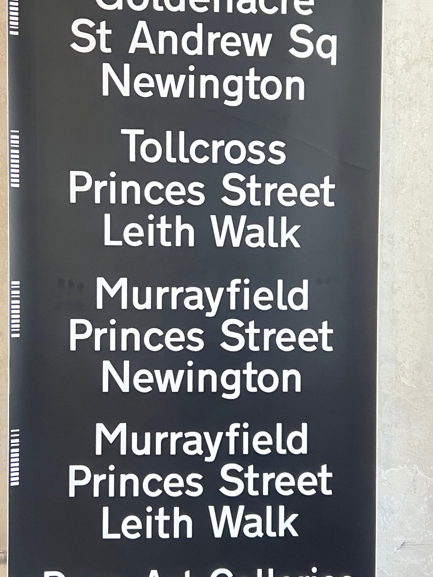 Edinburgh Destination Bus Blind - Dean Art Gallery West End
