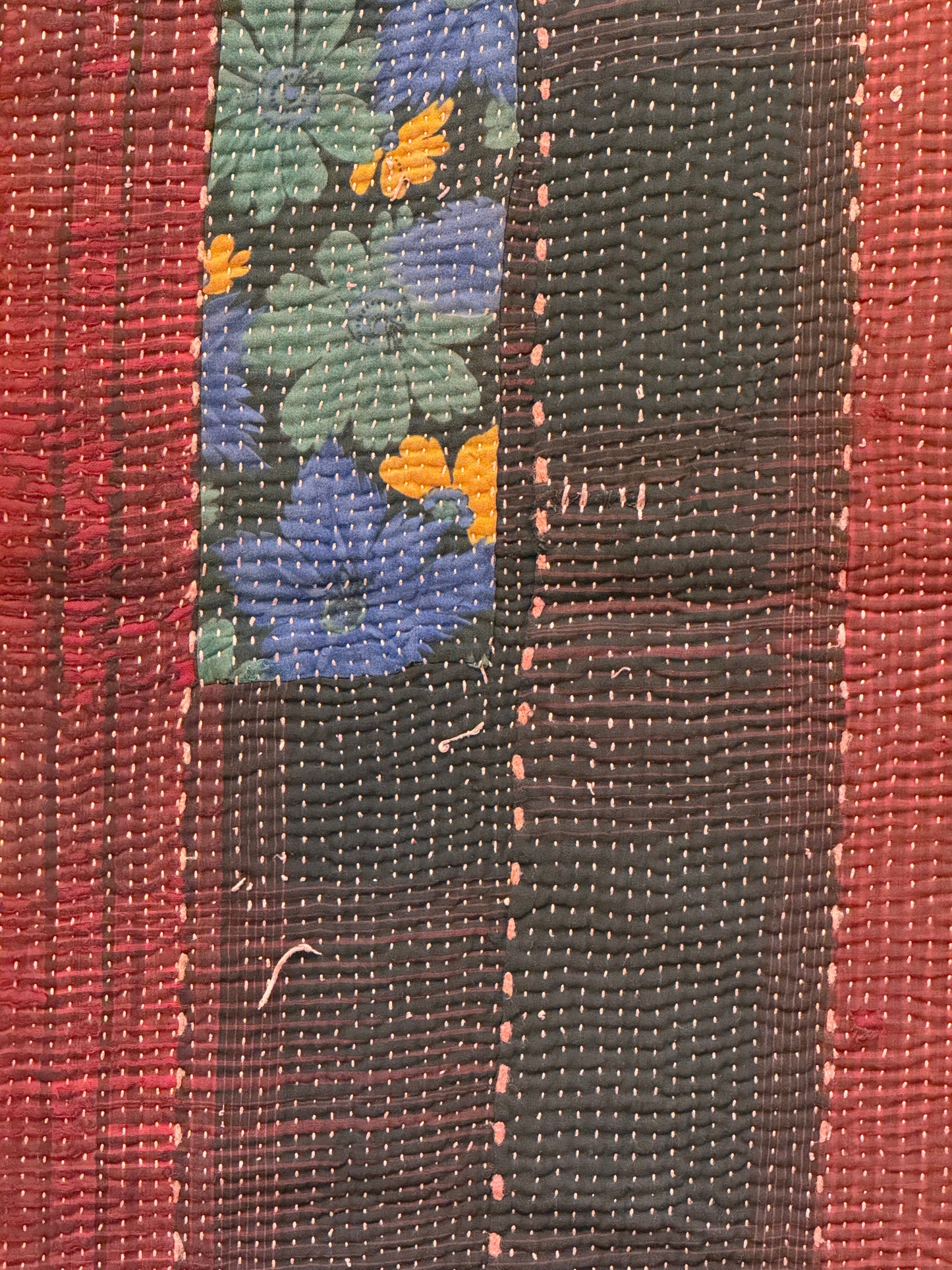 A Finestitch Kantha Quilt with Ajrakh over-print