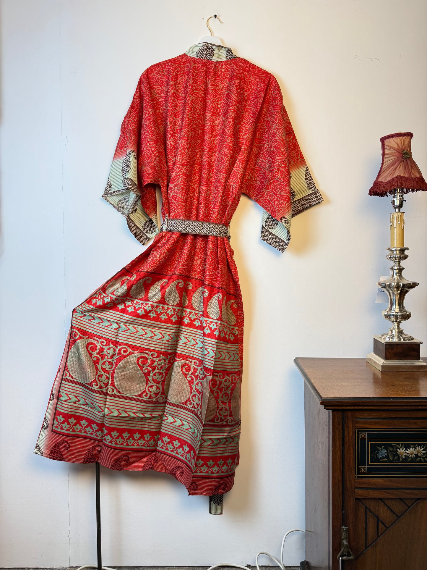 Vintage Saree Silk Kimono / Duster - Long