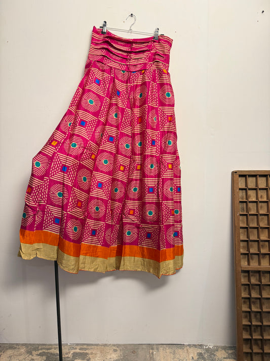 Vintage Saree Silk Pleated Skirt