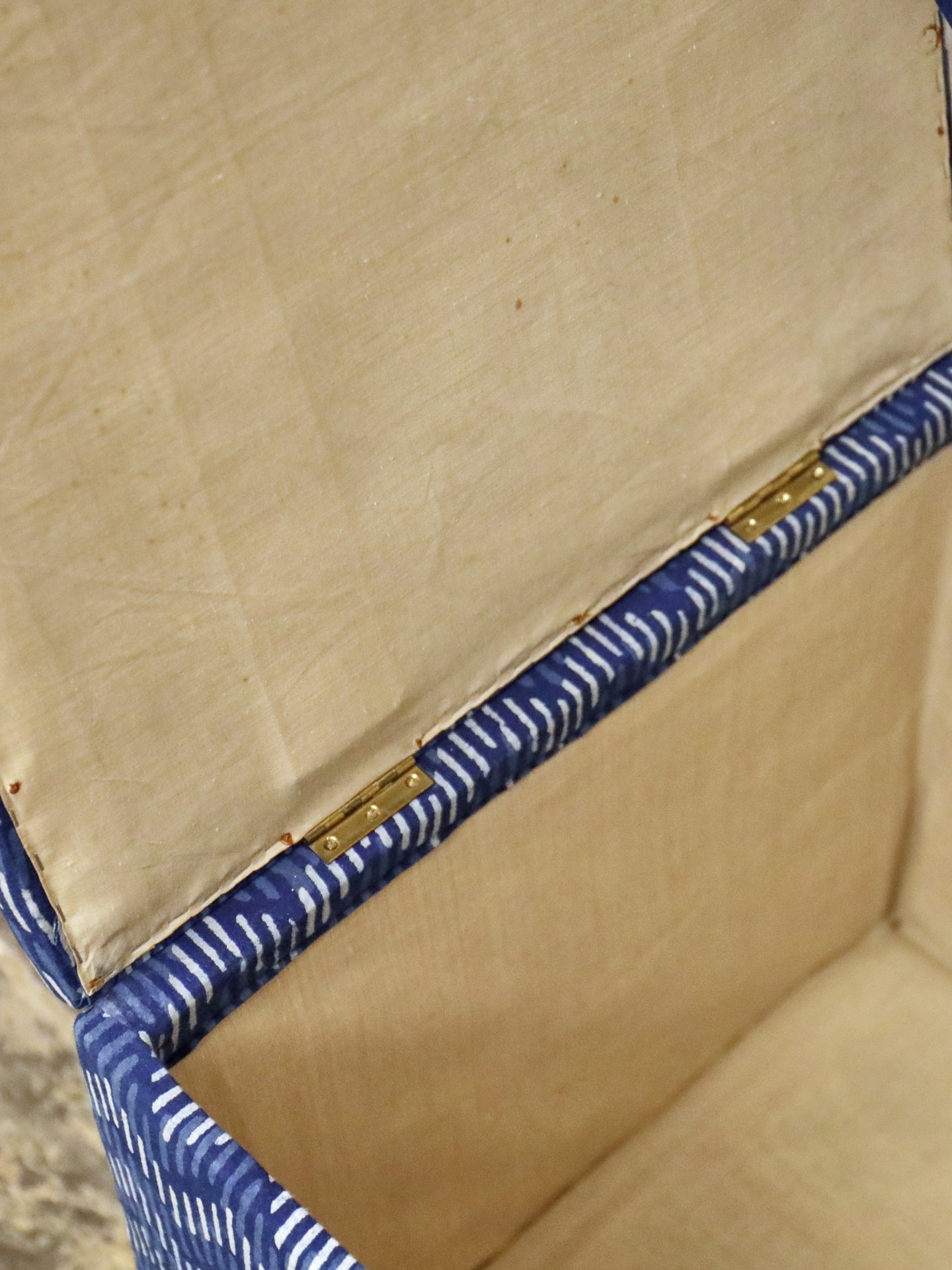 1950's Cube Ottoman - Hand Block Printed Indigo