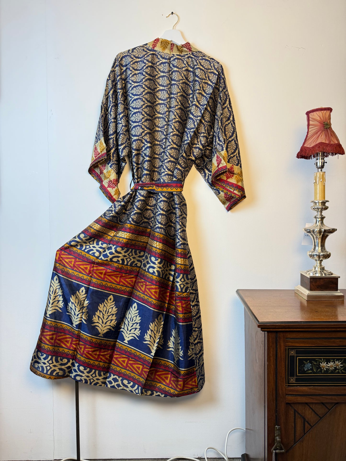 Vintage Saree Silk Kimono / Duster - Long
