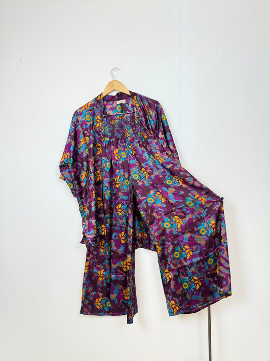 Vintage Saree Silk Trousers & Shirt Co-ordinated Set
