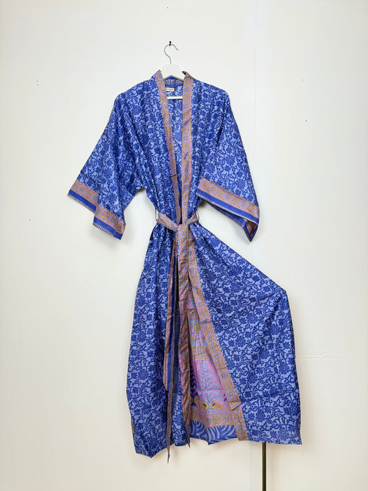 Vintage Saree Silk Kimono / Duster - Long