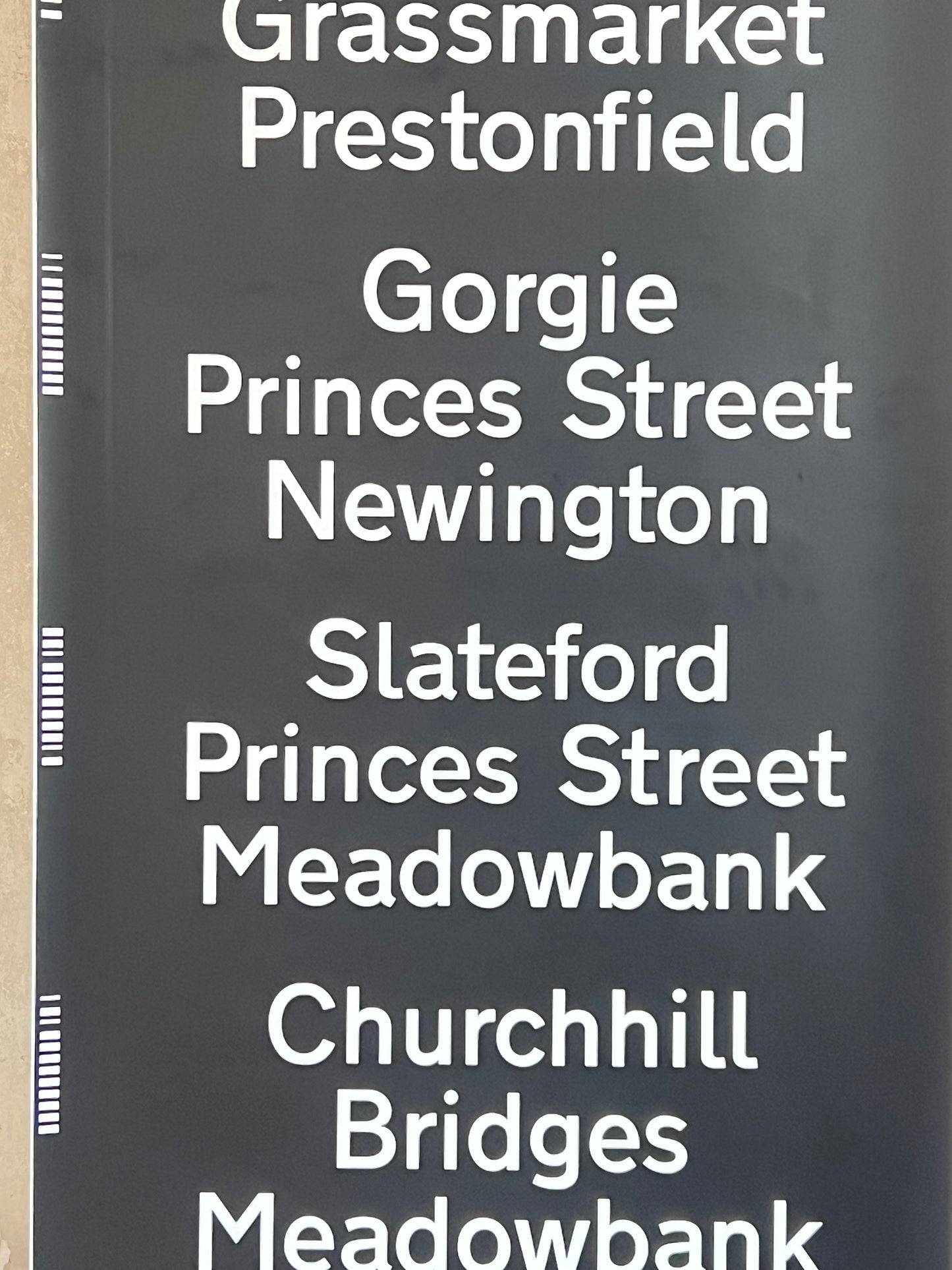 Edinburgh Destination Bus Blind - Gorgie Fountainbridge Princes Street