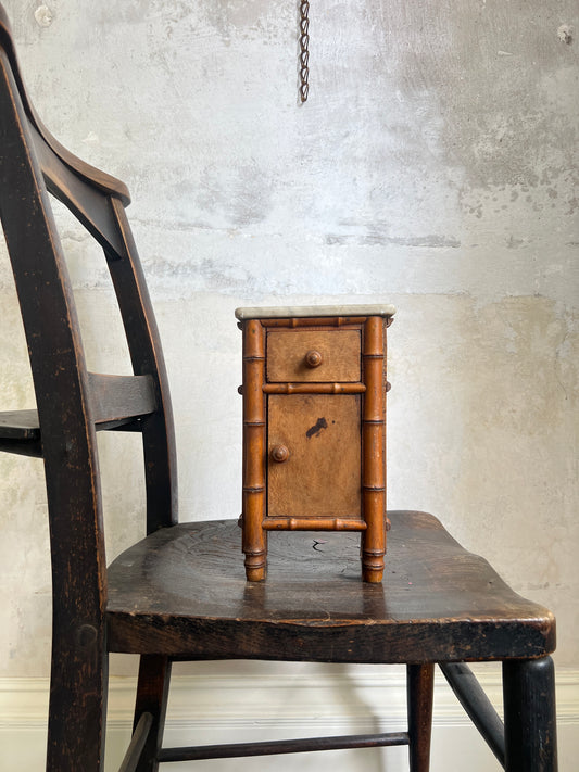 A French Miniature Faux Bamboo Cabinet with Marble Top