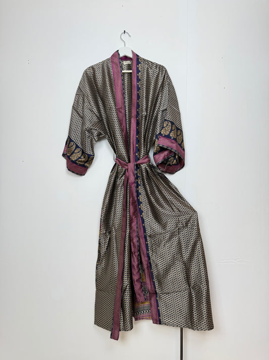 Vintage Saree Silk Kimono / Duster - Long