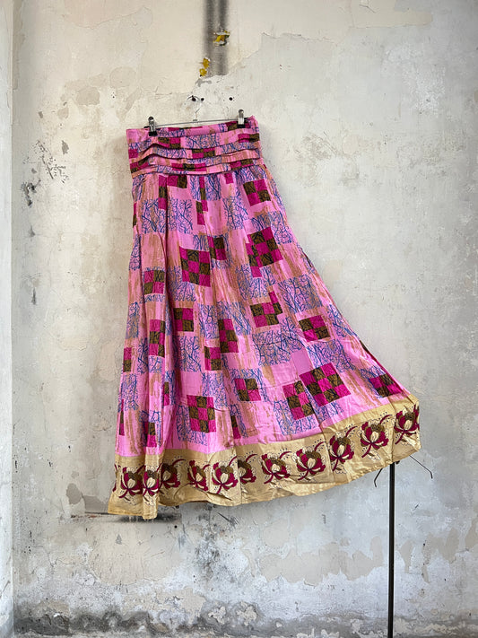 Vintage Saree Silk Pleated Skirt