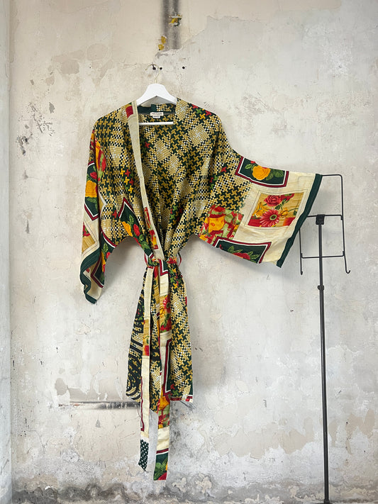 Vintage Saree Silk Kimono / Duster - Short