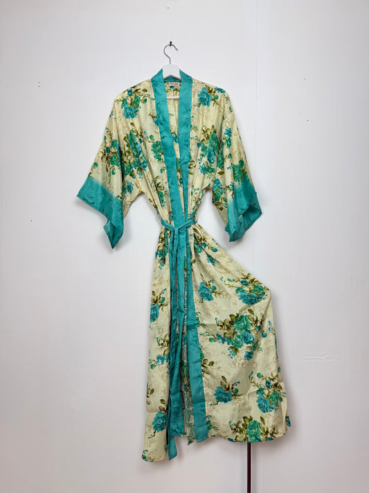 Vintage Saree Silk Kimono / Duster - Long