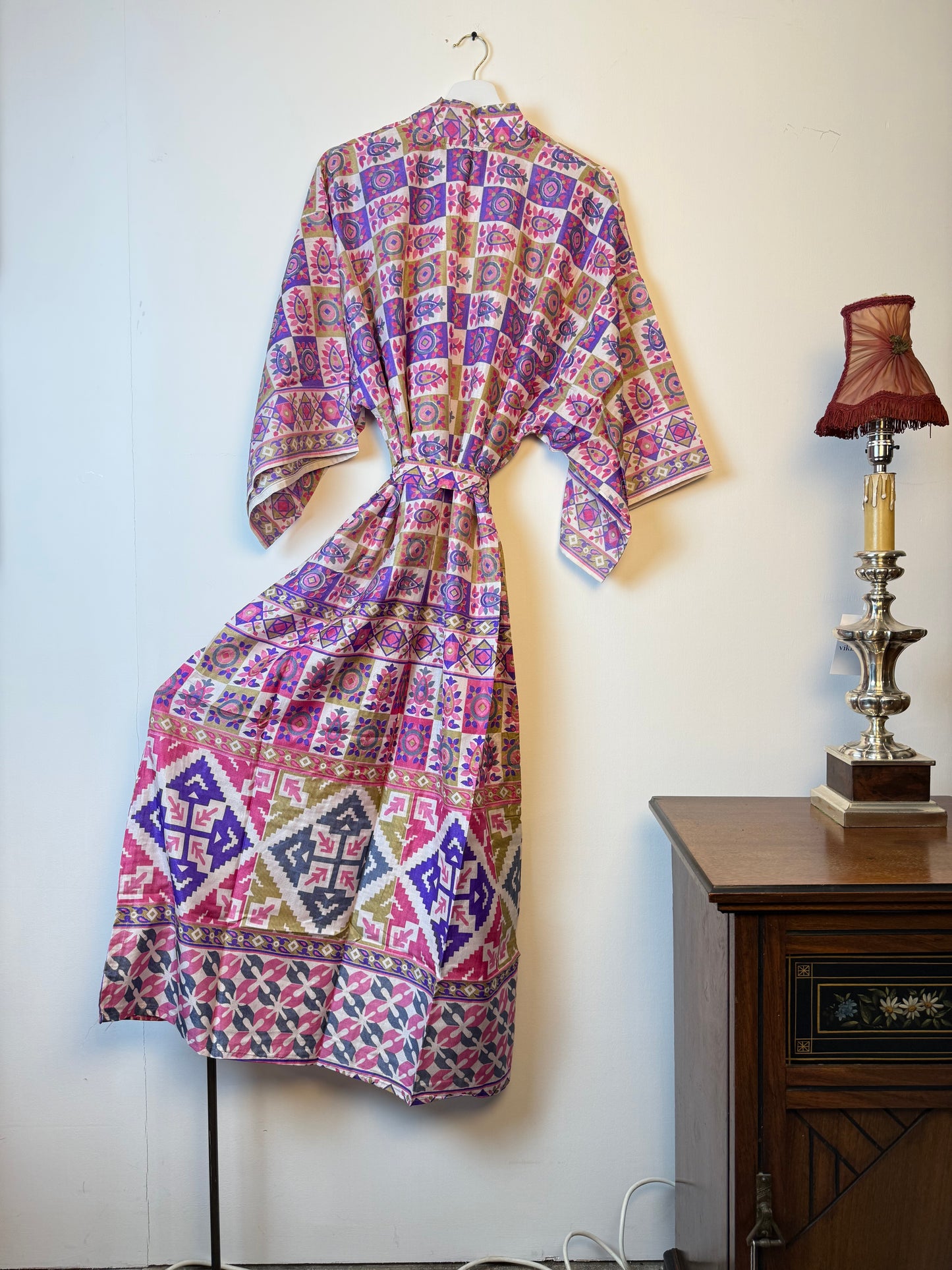 Vintage Saree Silk Kimono / Duster - Long