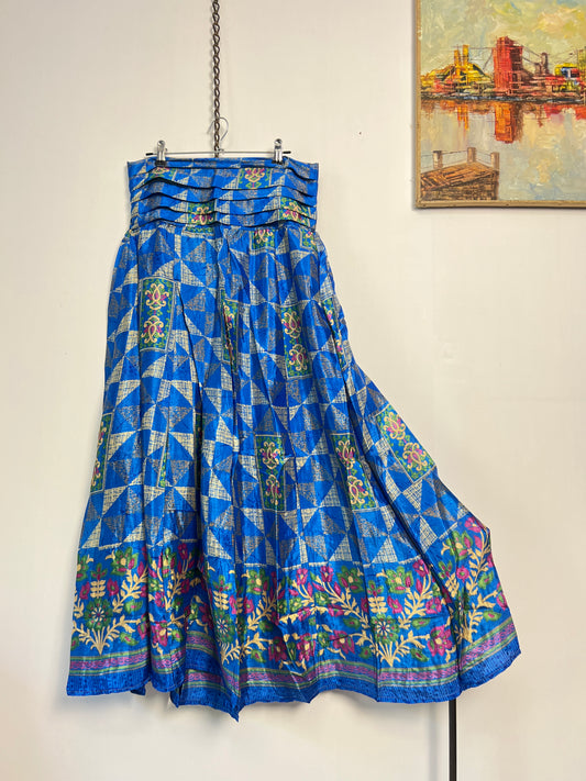 Vintage Saree Silk Pleated Skirt