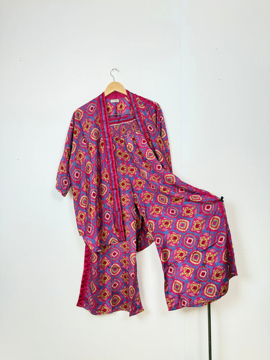 Vintage Saree Silk Trousers & Shirt Co-ordinated Set