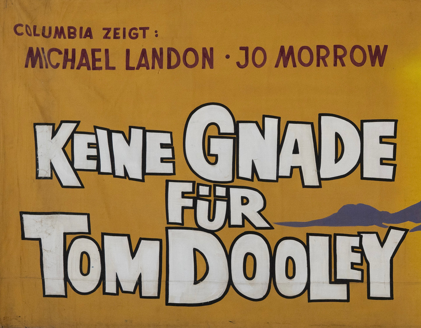 1960s German Hand Painted Cinema Banner - Keine Gnade für Tom Dooley