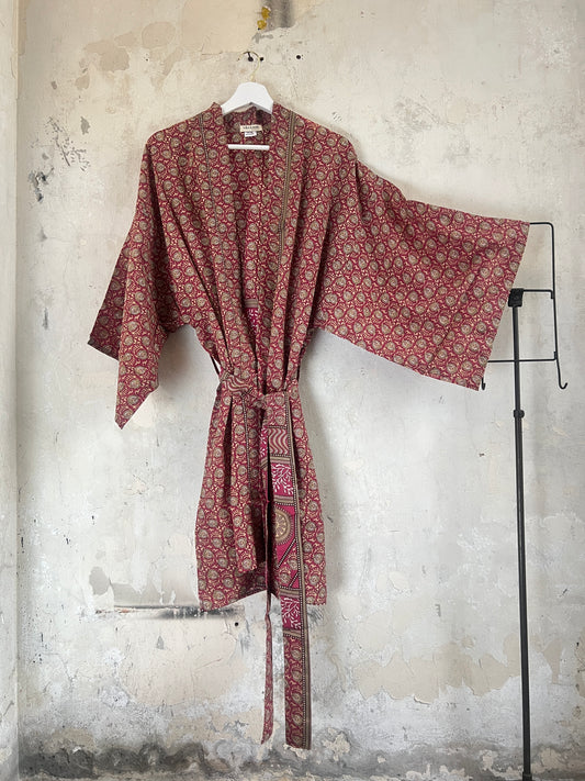 Vintage Saree Silk Kimono / Duster - Short