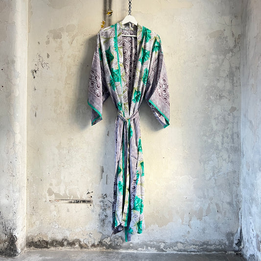 Vintage Saree Silk Kimono / Duster - Long