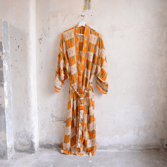Vintage Saree Silk Kimono / Duster - Long