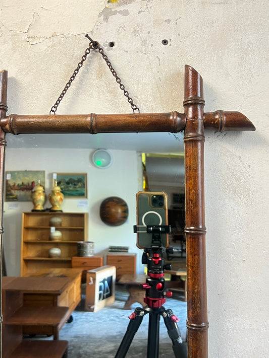 Early 20thC French Faux Bamboo Mirror