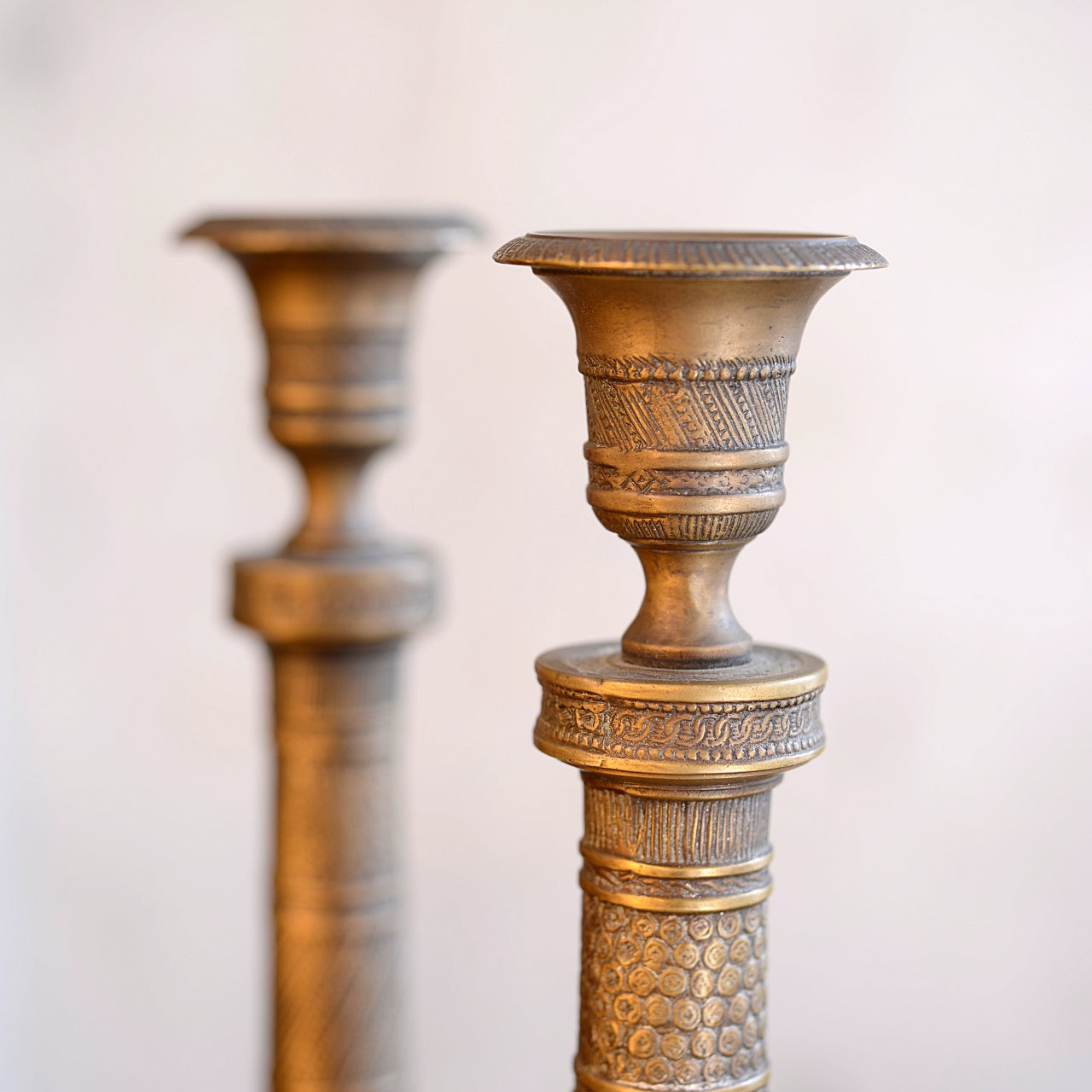 Pair French 19thC Bronze Candlesticks