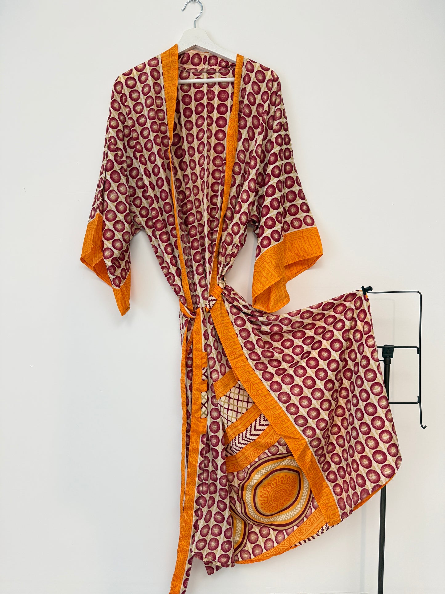 Vintage Saree Silk Kimono / Duster - Long