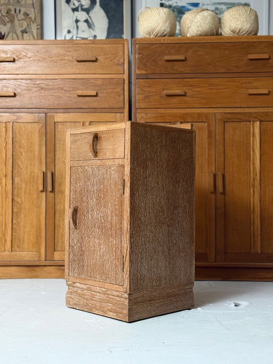 A 1930’s Limed Oak Bedside Cabinet