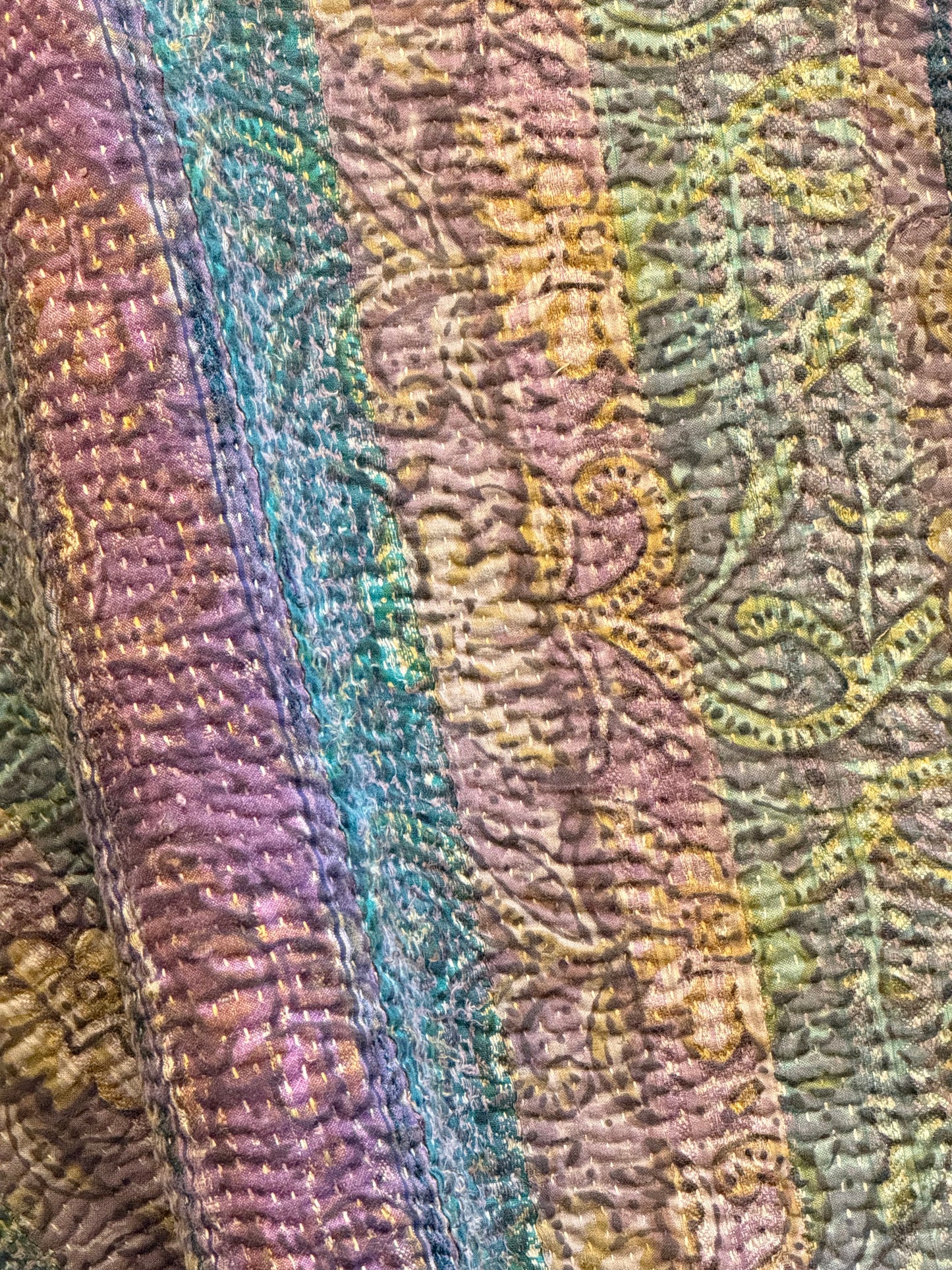 A Finestitch Kantha Quilt with Bagru over-print