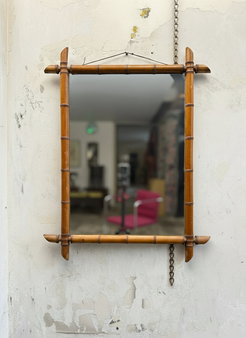 An Early 20thC French Faux Bamboo Mirror