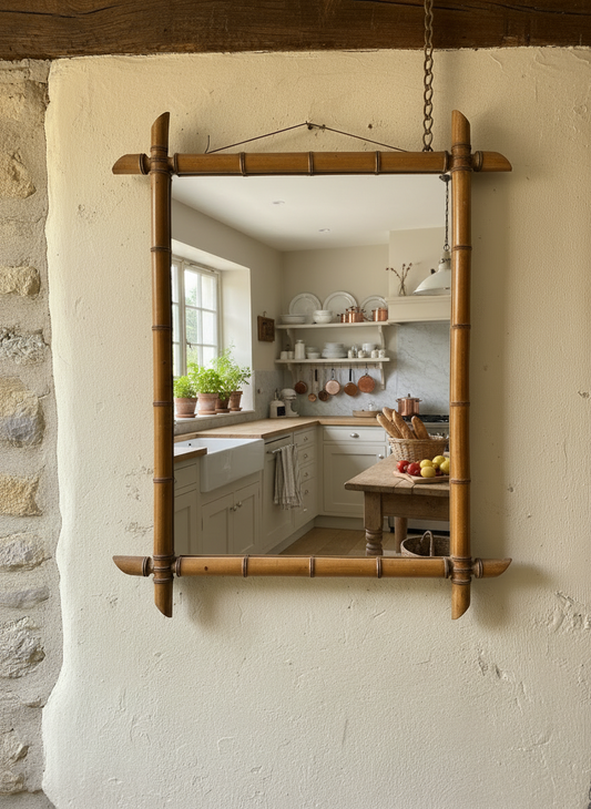 An Early 20thC French Faux Bamboo Mirror