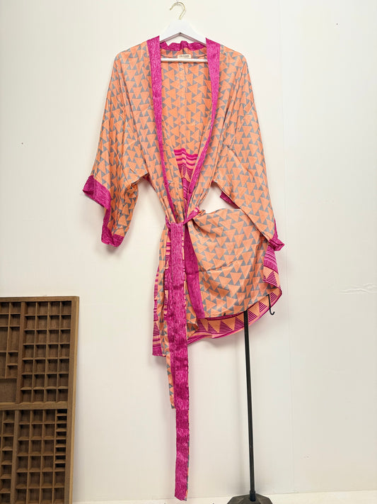 Vintage Saree Silk Kimono / Duster - Short