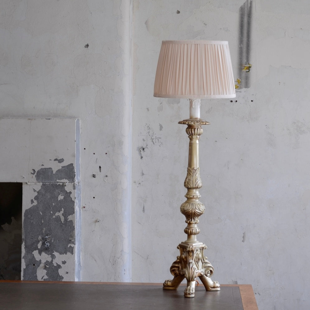Large Italian Gilt Candlestick Table Lamp - 1950’s