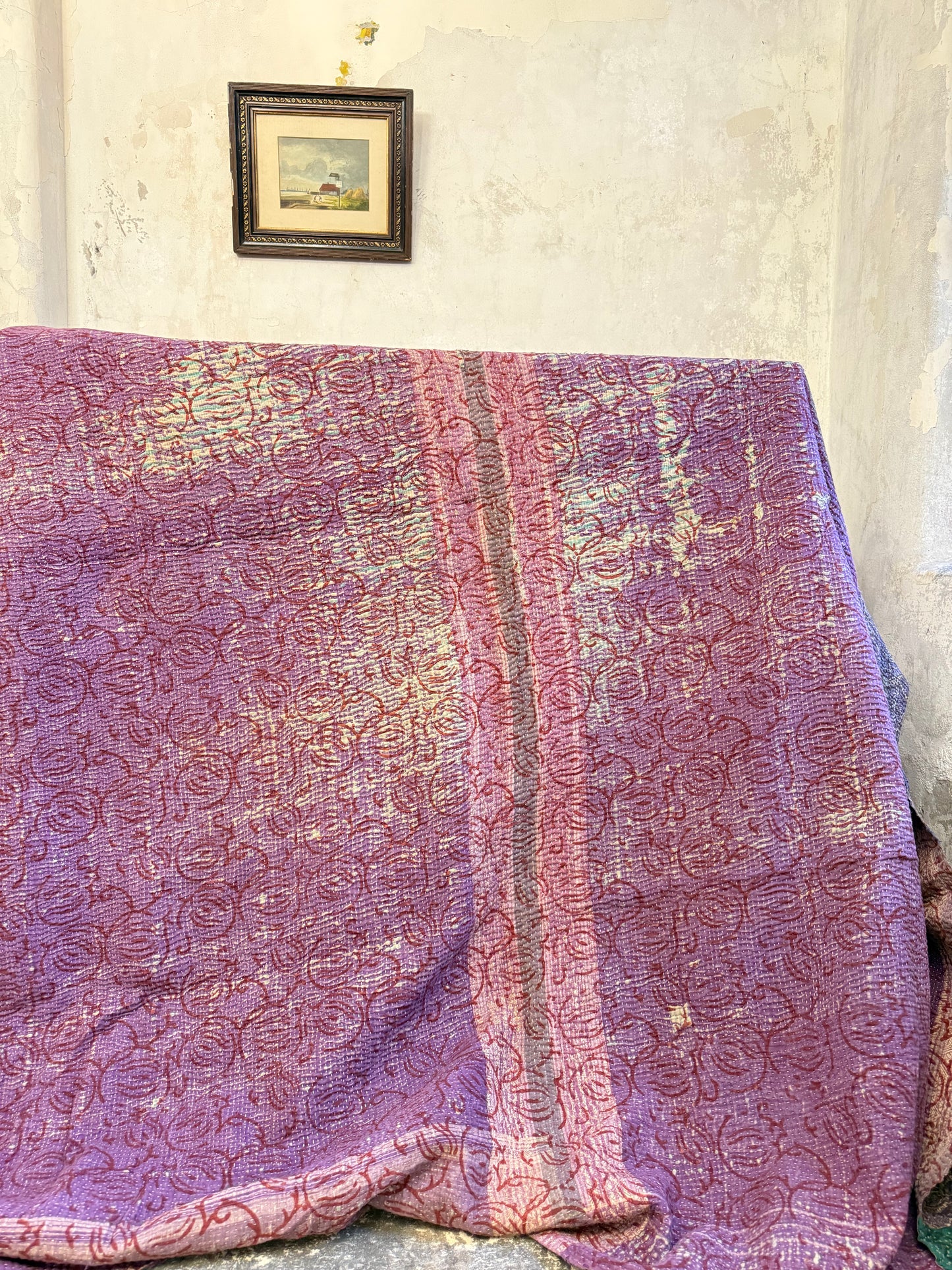 A Finestitch Kantha Quilt with Bagru over-print