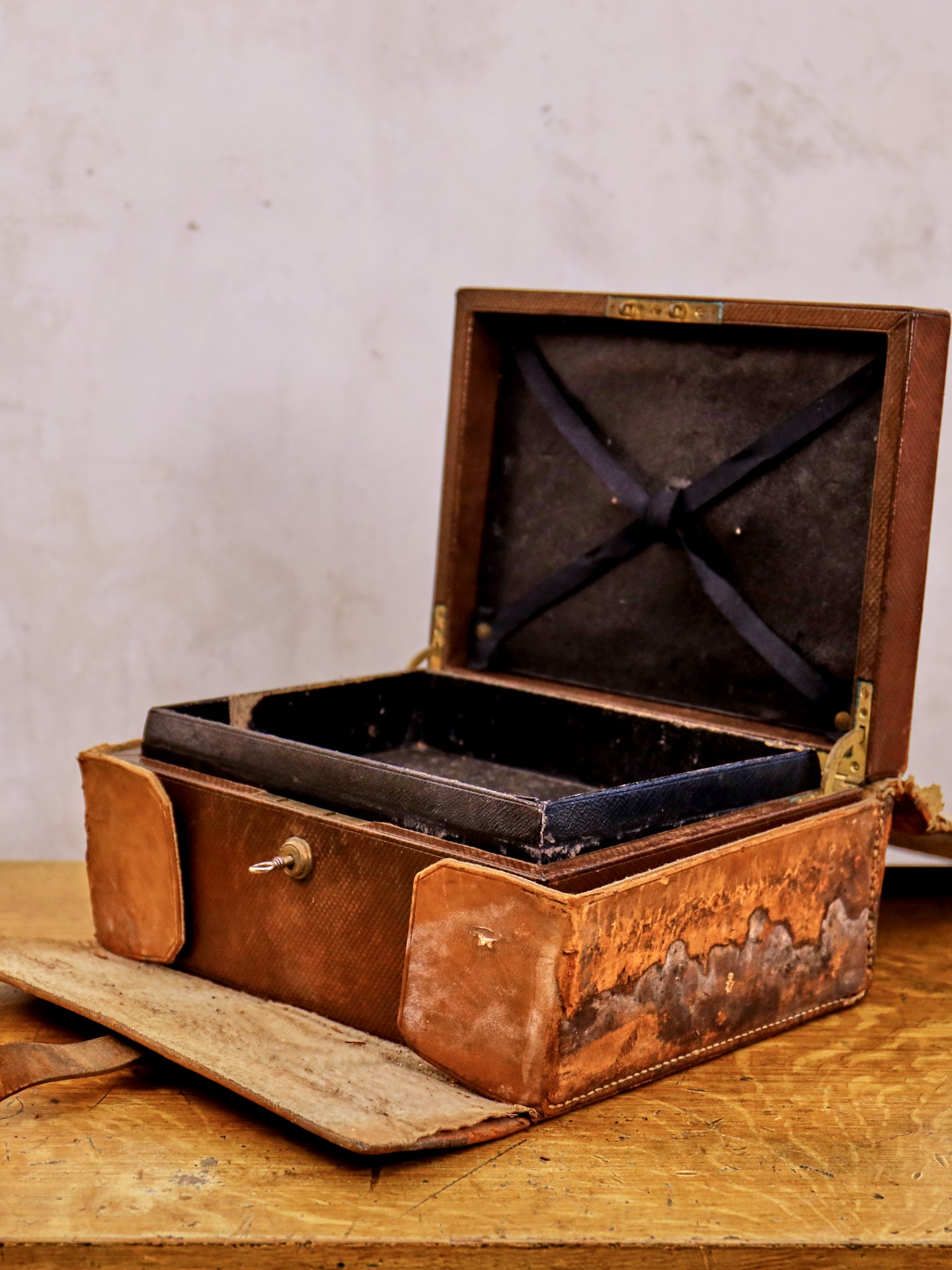 A Leather Correspondence Box in manner of Asprey of London c1860.