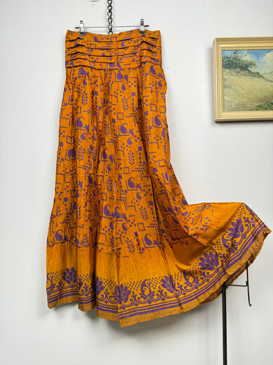 Vintage Saree Silk Pleated Skirt