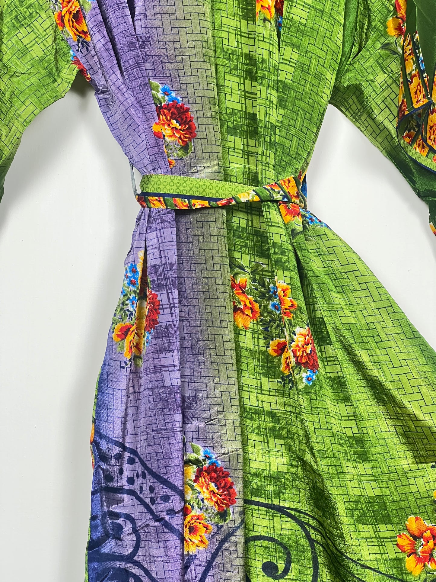 Vintage Saree Silk Kimono / Duster - Long - Wider Unisex Fit